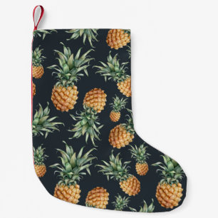 Petite Chaussette De Noël Aquarelle motif transparent avec ananas mûr. H