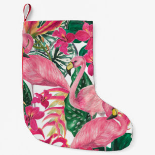 Petite Chaussette De Noël Aquarelle peinture sans couture motif avec flamant