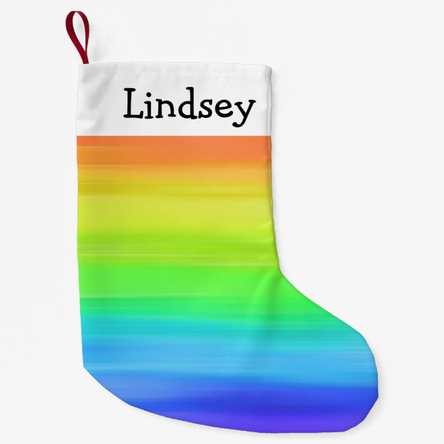 Petite Chaussette De Noël Aquarelle personnalisée d'arc-en-ciel (Devant)