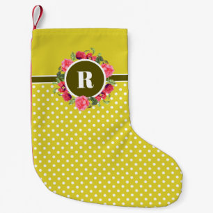 Petite Chaussette De Noël Aquarelle Rouge Poppies Rose Rose Rose Wreath Mono
