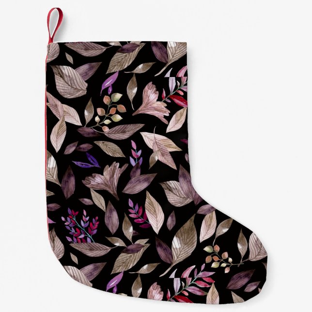 Petite Chaussette De Noël Aquarelle tombée feuille (Devant)