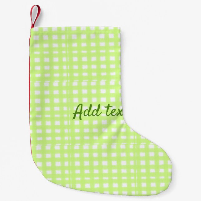 Petite Chaussette De Noël Aquarelle vert plaid ginham personnalisé ajouter t (Devant)