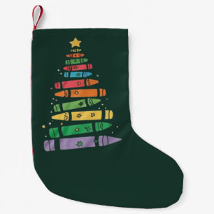 Petite Chaussette De Noël Arbre de crayon d'enseignant de Noël Lumières de X