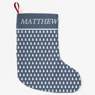 Petite Chaussette De Noël Arbre de Noël blanc bleu moderne Nom du Motif
