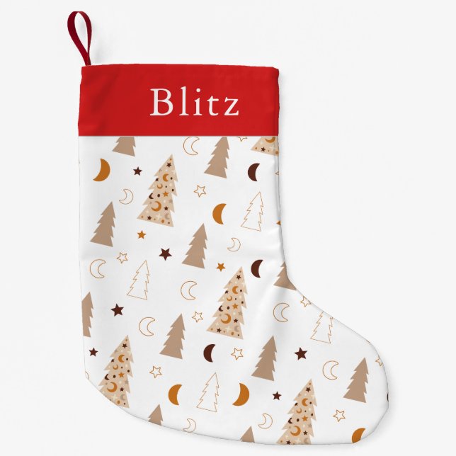 Petite Chaussette De Noël Arbre de Noël chic et branché Boho (Devant)