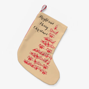 Petite Chaussette De Noël Arbre de Noël Rouge aux oiseaux