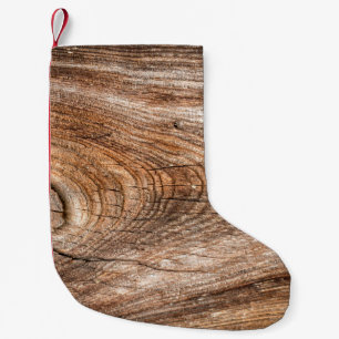 Petite Chaussette De Noël Arbre texture bois massif brut