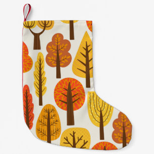 Petite Chaussette De Noël Arbres d'automne, motif sans soudure.