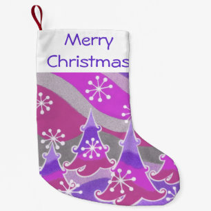 Petite Chaussette De Noël Arbres d'hiver Purple Joyeux ensemencement de Noël