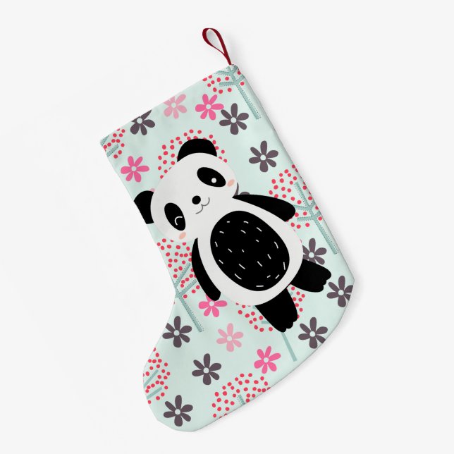Petite Chaussette De Noël Arbres, fleurs, et ours panda (Dos (Accrochage))