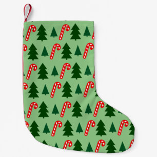 Petite Chaussette De Noël Arbres verts de Noël bâtons rouges de Noël