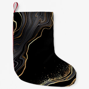 Petite Chaussette De Noël arrière - plan d'agate noire abstrait avec veines