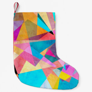 Petite Chaussette De Noël Arrière - plan d'aquarelle géométrique couleur Abs