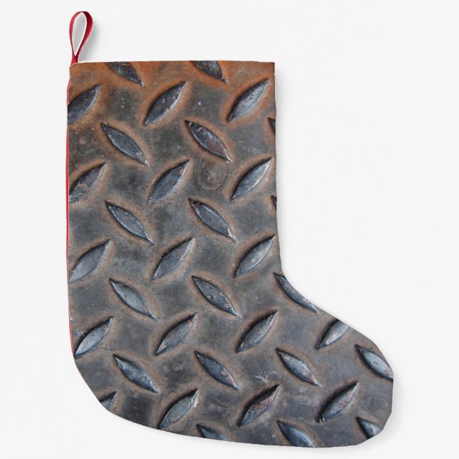Petite Chaussette De Noël arrière - plan diamant, surf en acier soudé (Devant)