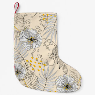 Petite Chaussette De Noël Arrière - plan sans faille avec plantes, feuilles 