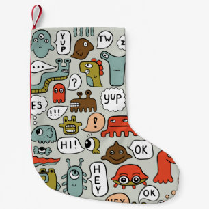 Petite Chaussette De Noël arrière - plan sans soudure avec de mignons monstr