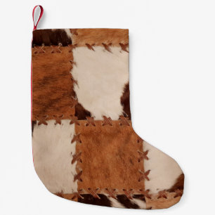 Petite Chaussette De Noël Arrière - plan texturé en cuir gros plan.