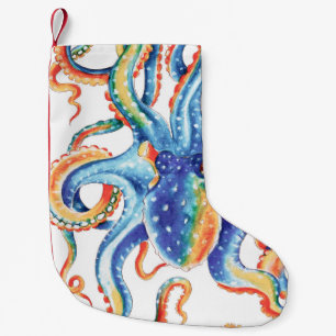Petite Chaussette De Noël Art coloré d'aquarelle de tentacules de poulpe