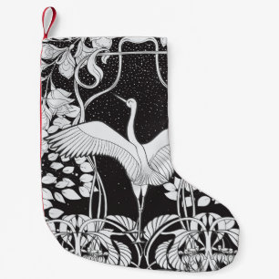 Petite Chaussette De Noël Art Nouveau : Illustration d'oiseaux floraux