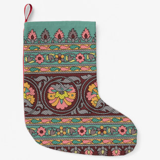 Petite Chaussette De Noël Art traditionnel Mughal frontière, motif, fleur, g