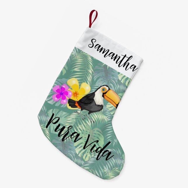 Petite Chaussette De Noël Atterrissage de Noël Tropical Toucan Pura Vida (Devant (Accrochage))