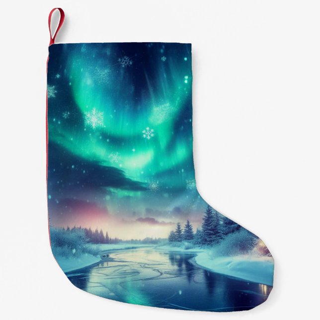 Petite Chaussette De Noël aurora borealis/Noël/hiver (Devant)