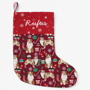 Petite Chaussette De Noël Aussie Dog Christmas Nom de l'animal de compagnie 