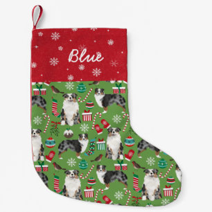 Petite Chaussette De Noël Aussie Dog Nom personnalisé Pet Stocker