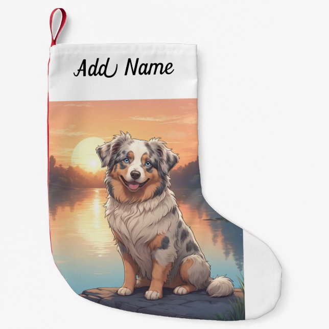 Petite Chaussette De Noël Australian Shepherd Dog (Devant)