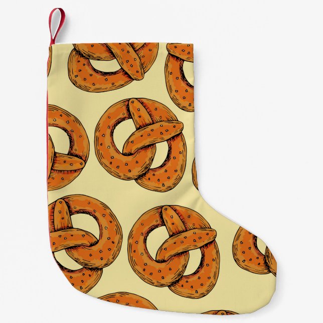 Petite Chaussette De Noël Automne sans couture motif avec bretzels, octobre  (Devant)