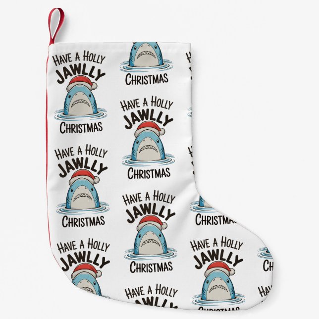 Petite Chaussette De Noël Avoir Holly Jawlly Christmas Shark Santa Hat (Devant)