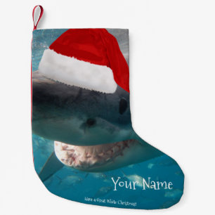 Petite Chaussette De Noël Ayez un grand requin blanc de Noël Santa Hat Funn