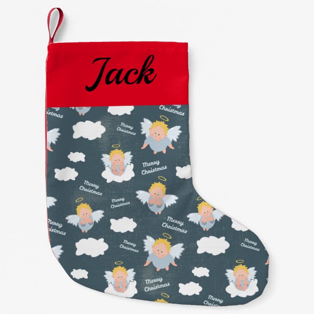 Petite Chaussette De Noël Baby Angel Motif Nom personnalisé (Devant)