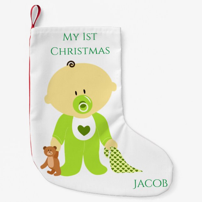 Petite Chaussette De Noël Baby Boy My 1st Christmas Stocking Personnalisé (Devant)