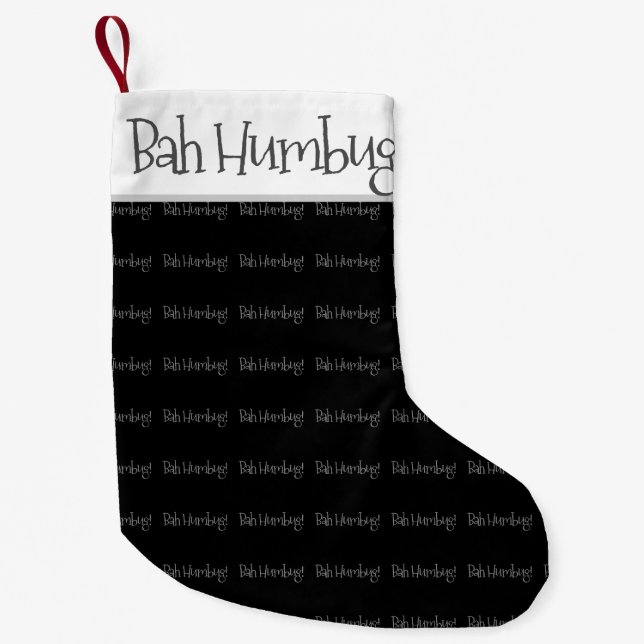 Petite Chaussette De Noël Bah humbug noir et blanc bas de Noël (Devant)