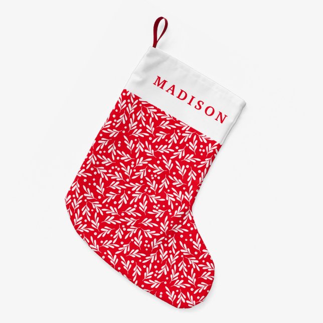 Petite Chaussette De Noël Baies blanches et rouges | (Devant (Accrochage))