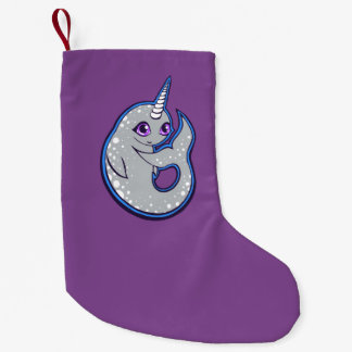 Petite Chaussette De Noël Baleine à narval gris avec des points de dessin en