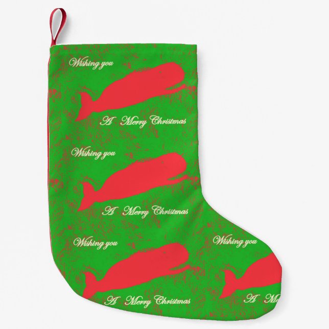 Petite Chaussette De Noël baleines rouges joyeux stockage de noël (Devant)