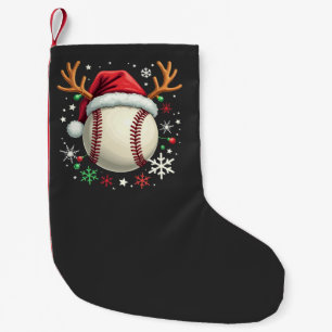 Petite Chaussette De Noël Balle de baseball avec cornes de renne et Noël 