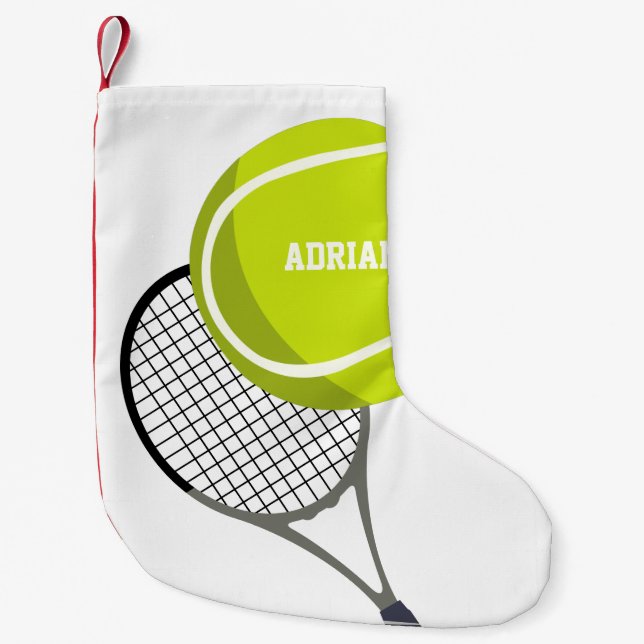 Petite Chaussette De Noël Balle de Tennis & Raquette Racquet Personnalisé (Devant)