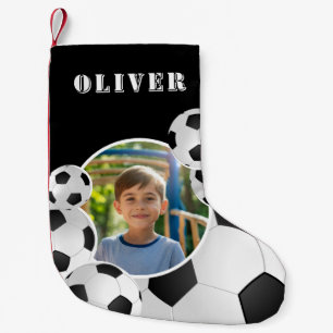 Petite Chaussette De Noël Ballon de football personnalisé Photo de garçon