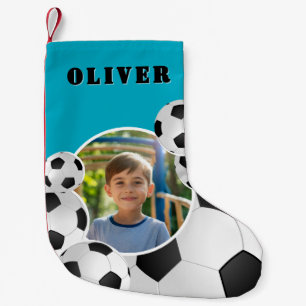 Petite Chaussette De Noël Ballon de football personnalisé Photo de garçon