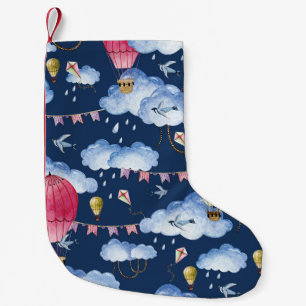 Petite Chaussette De Noël Ballons Whimsical : Motif de nuage d'aquarelle