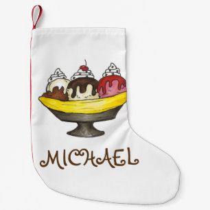 Petite Chaussette De Noël Banana Split Ice Creme Social Sundae Dessert
