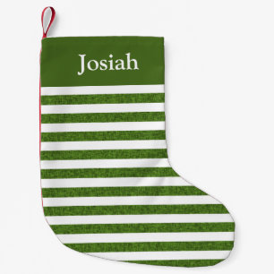 Petite Chaussette De Noël Bande classique verte et blanche