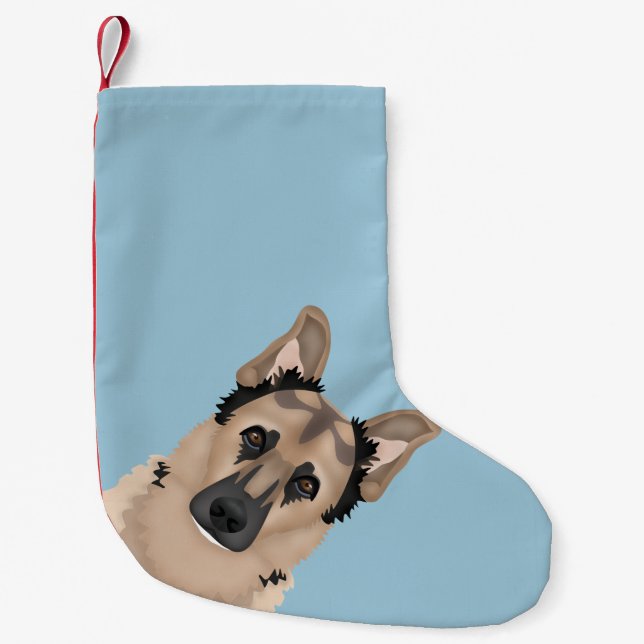 Petite Chaussette De Noël bande dessinée de berger allemand (Devant)