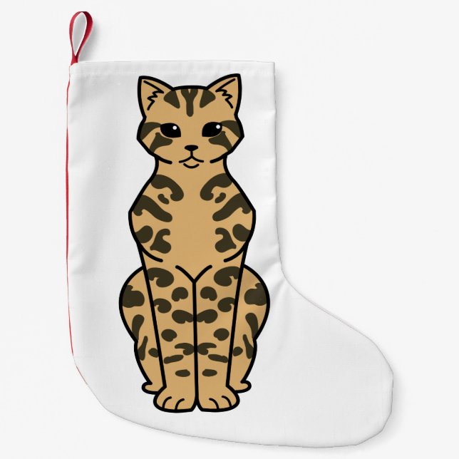 Petite Chaussette De Noël Bande dessinée de chat du Bengale (Devant)
