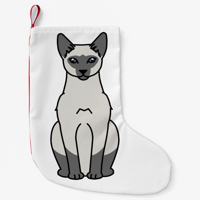 Petite Chaussette De Noël Bande dessinée de chat siamois (Devant)
