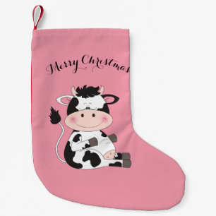 Petite Chaussette De Noël Bande dessinée mignonne de vache à bébé