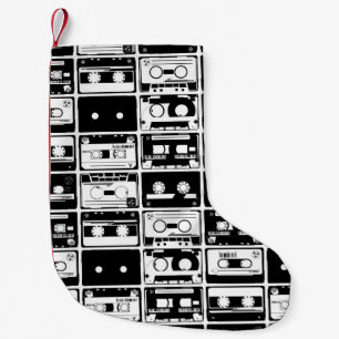 Petite Chaussette De Noël Bandes audio rétro, motif à l'ancienne.